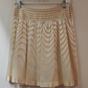 BCBG cream silk skirt